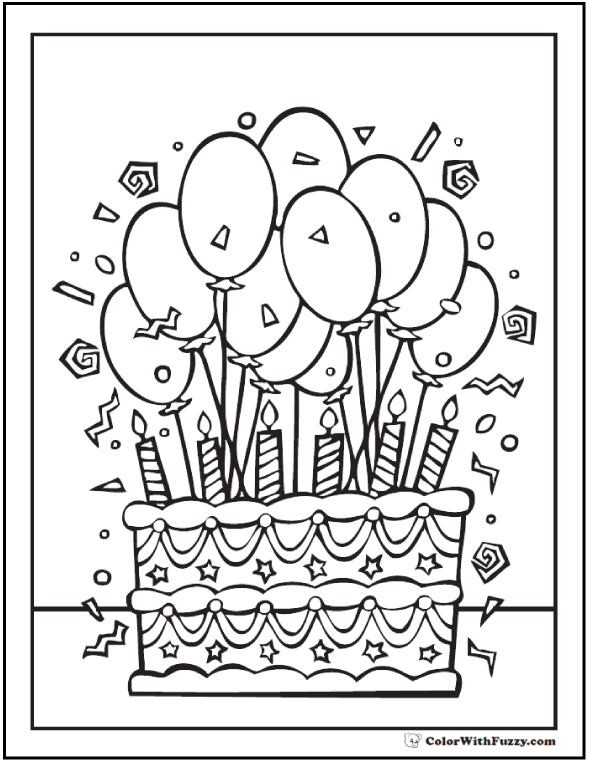 55+ Birthday Coloring Pages Customizable PDF