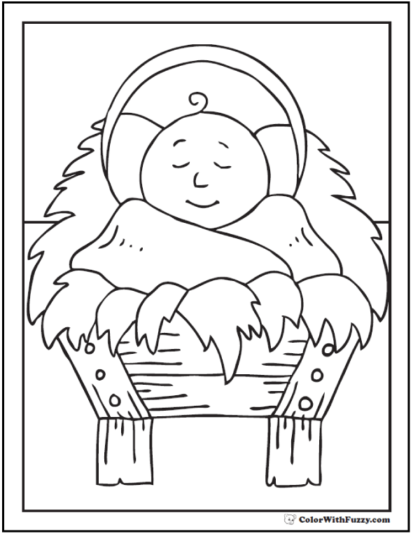 Christmas Coloring Picture: Baby Jesus In Crib