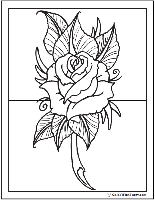 73 Rose Coloring Pages Customize PDF Printables