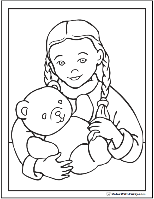 baby girl teddy bear coloring pages - photo #17