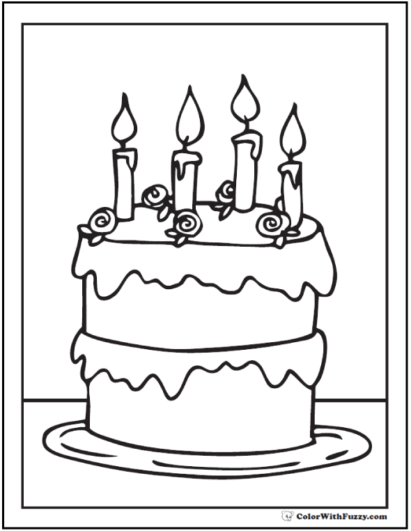 28+ Birthday Cake Coloring Pages Customizable Ad-free PDF Printables