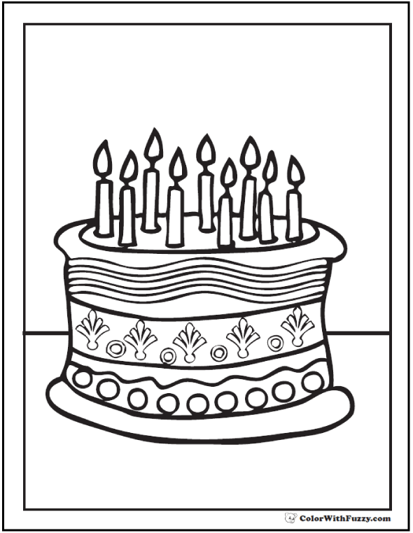 28 Birthday Cake Coloring Pages Customizable Ad Free Pdf Printables 28 birthday cake coloring pages
