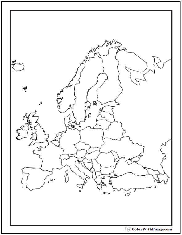 Карта мира раскраска европа