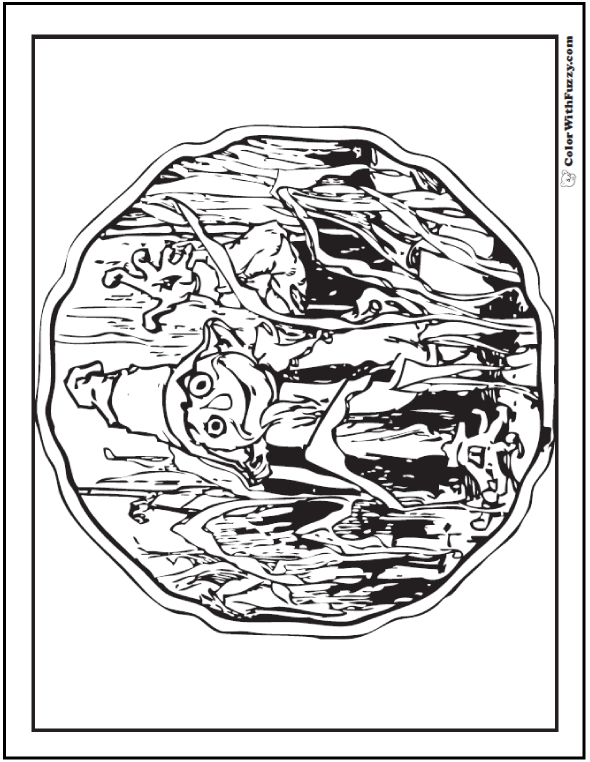 Adult Coloring Pages: Scarecrow in the corn.