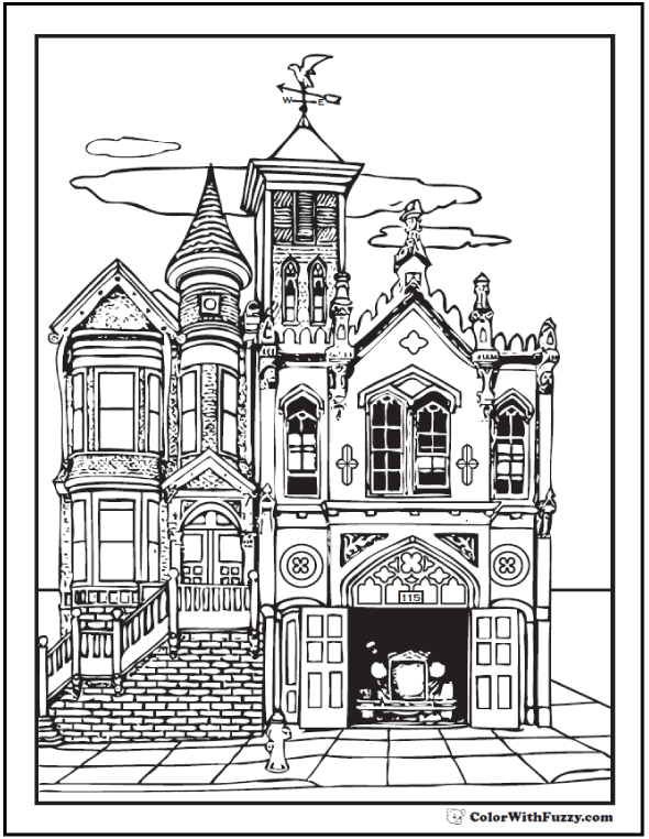 old building coloring pages - photo #5