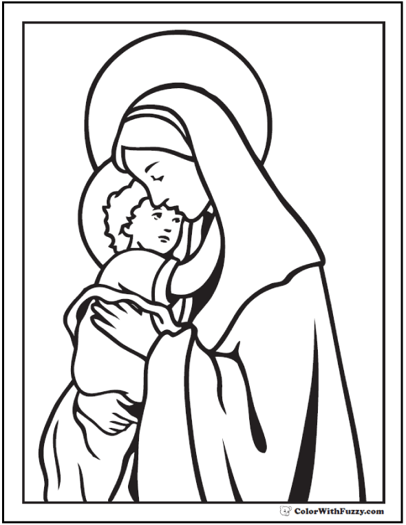 Mary And Baby Jesus Coloring Pages - Learny Kids