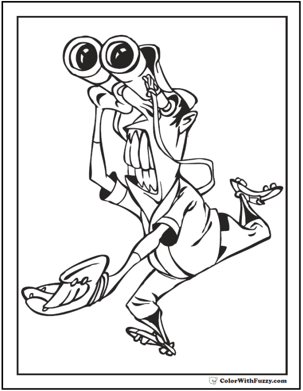 Way Outfield - Outfielder With Binoculars Coloring Sheet