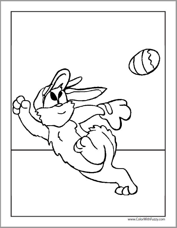 Baseball Easter bunny coloring page
