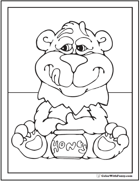 Honey Bear Coloring Page Coloring Pages