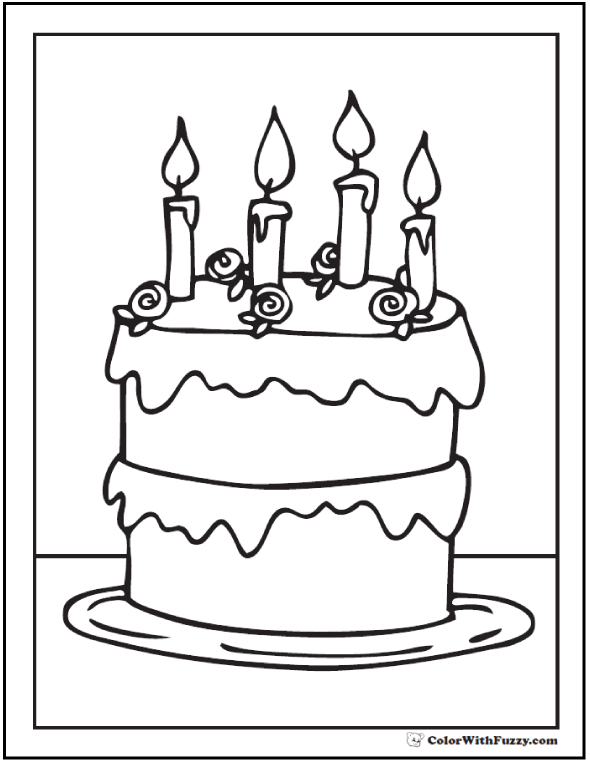 Birthday Cake Coloring Printable 8