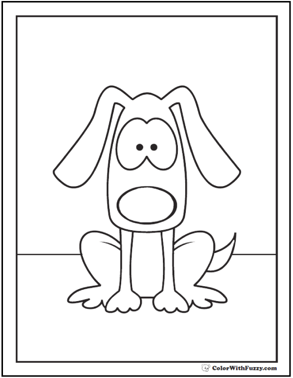 Surprised puppy dog coloring page.