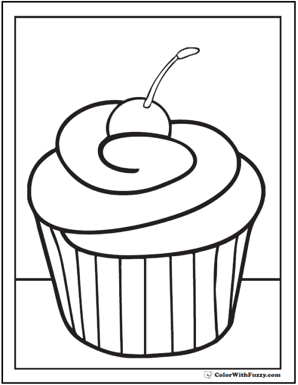 Print These Cute Cupcake Coloring Pages for Kids and Adults