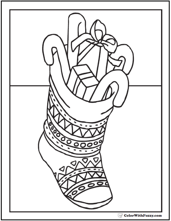 3 Printable Christmas Stocking Coloring Pages for Kids