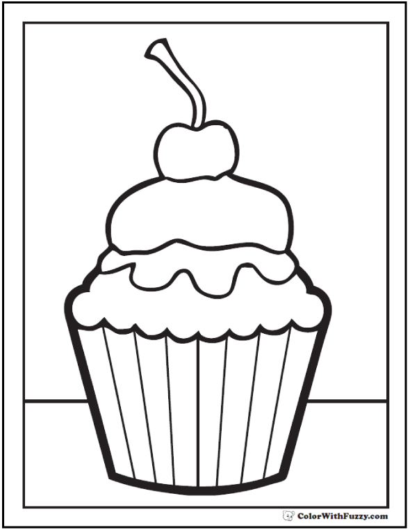 Print These Cute Cupcake Coloring Pages for Kids and Adults