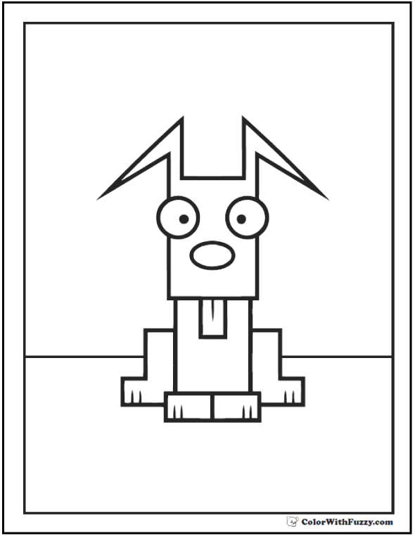 Square dog coloring page.