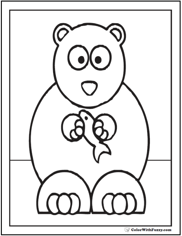 Fish Bear Coloring Page: Round images kids love!