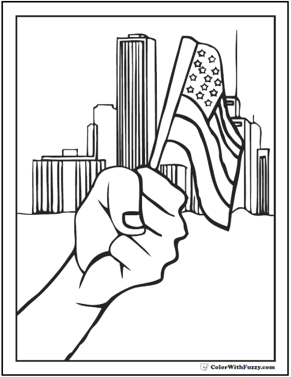 Fourth July Coloring Pages Print Customize Flag Waving Pdf