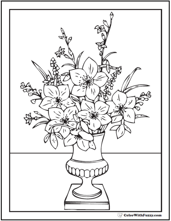 Free Easy Flowers Printable Colouring Page