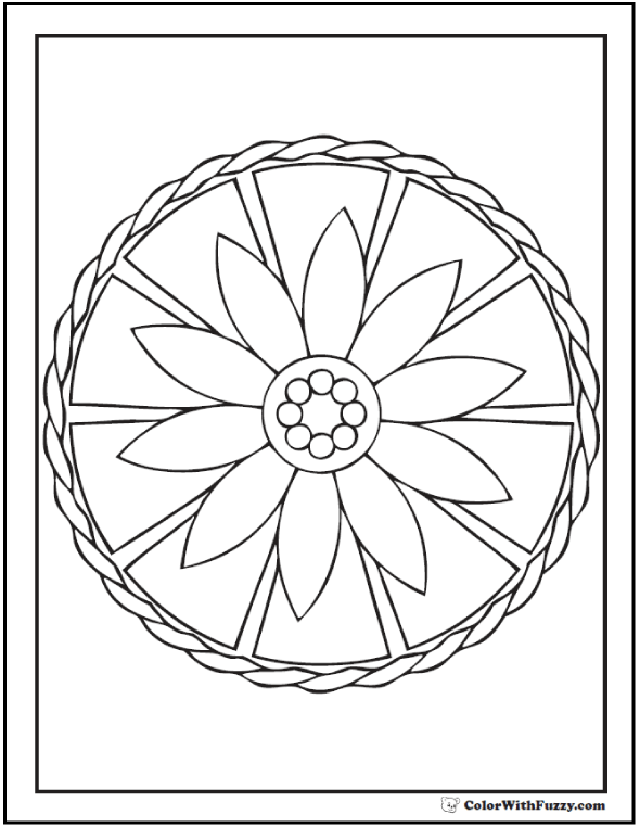 Download Geometric Coloring Pages For Kids: Daisy Wheel