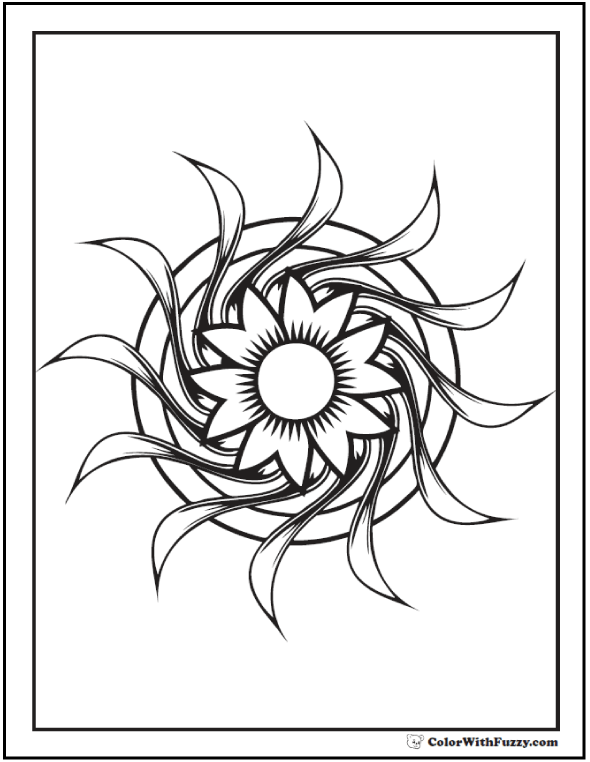 Download Geometric Design Printable Coloring Page: Floral