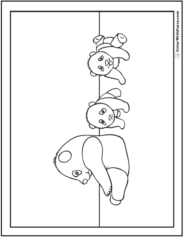 Panda Coloring Pages Bamboo And Baby Pandas