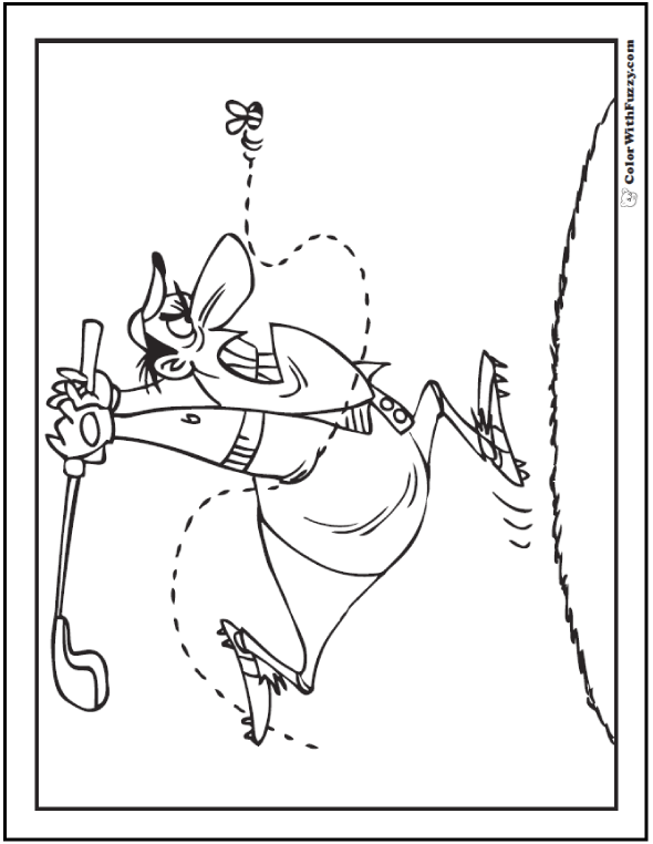 Coloring Page of Golfer Chasing Bee