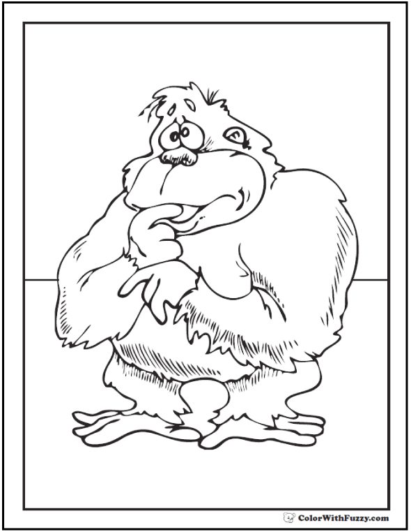 Shy gorilla printable.