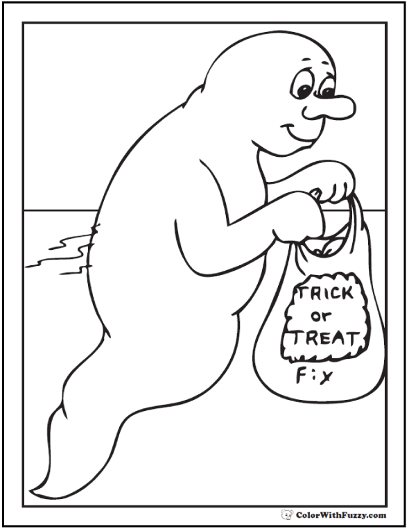 Halloween Ghost Coloring Pages: Trick Or Treat