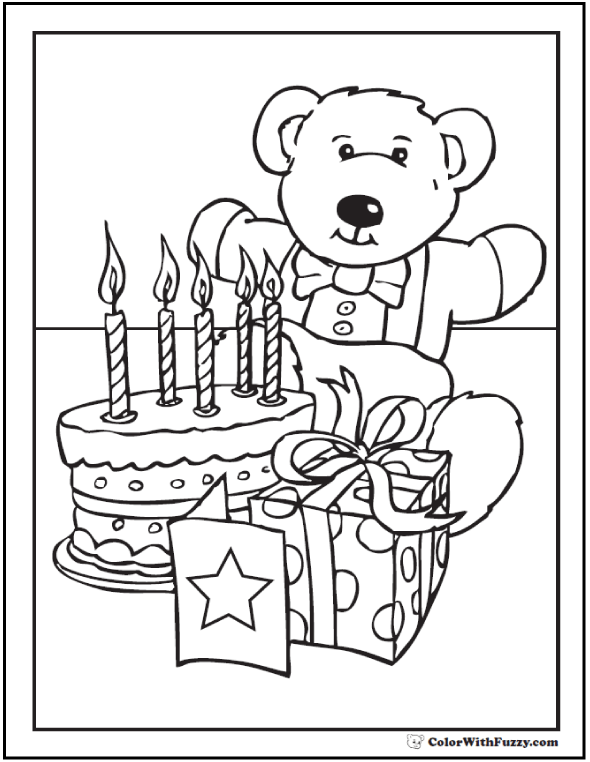 28 birthday cake coloring pages ✨ customizable adfree pdf