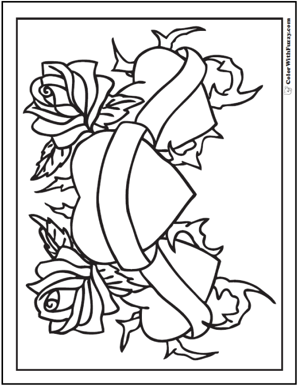 Free Printable Hearts And Roses Coloring Pages