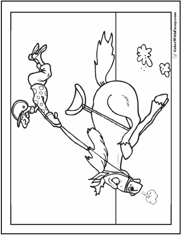 Horse Coloring Page: Riding, Showing, Galloping