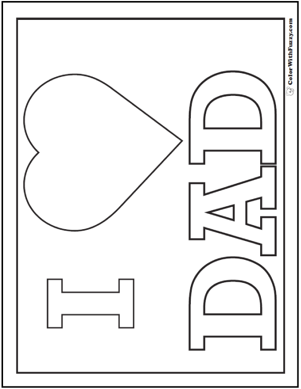 I Love DAD Coloring Page