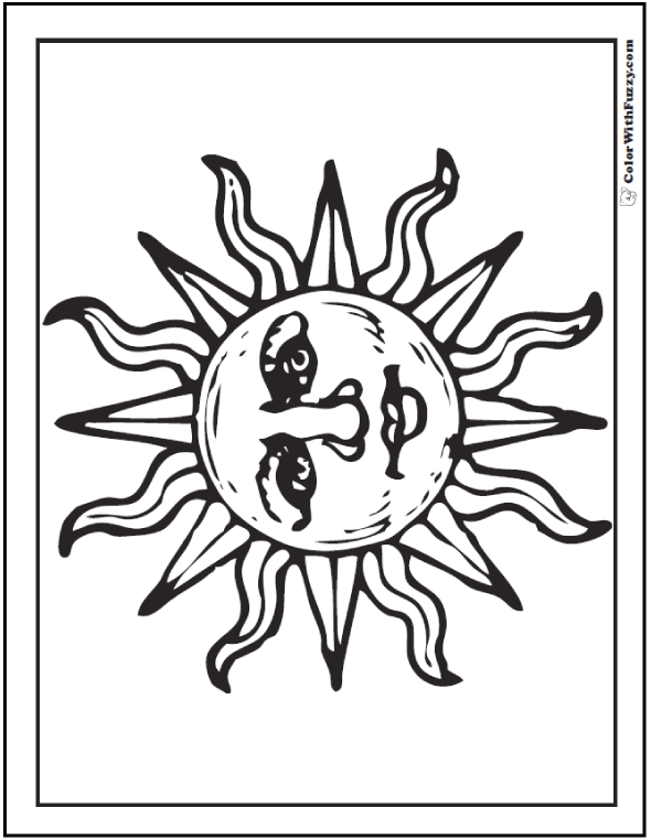 mexican sun and moon coloring pages - photo #6