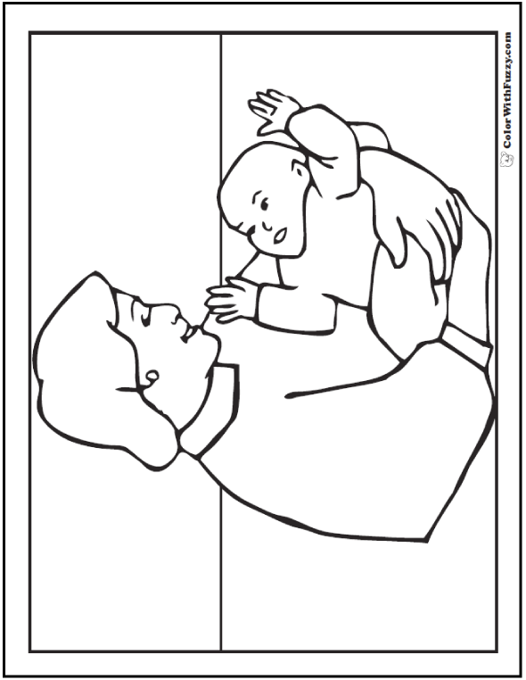 Mom And Baby Coloring Picture