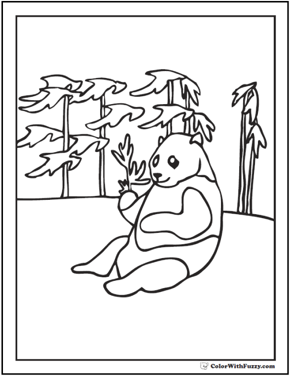 Panda Coloring Pages Bamboo And Baby Pandas