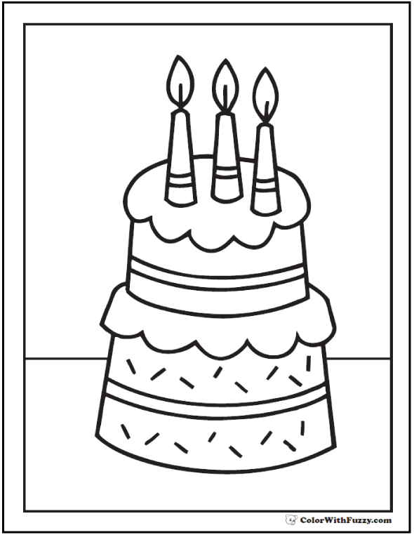 28 birthday cake coloring pages ✨ customizable adfree pdf