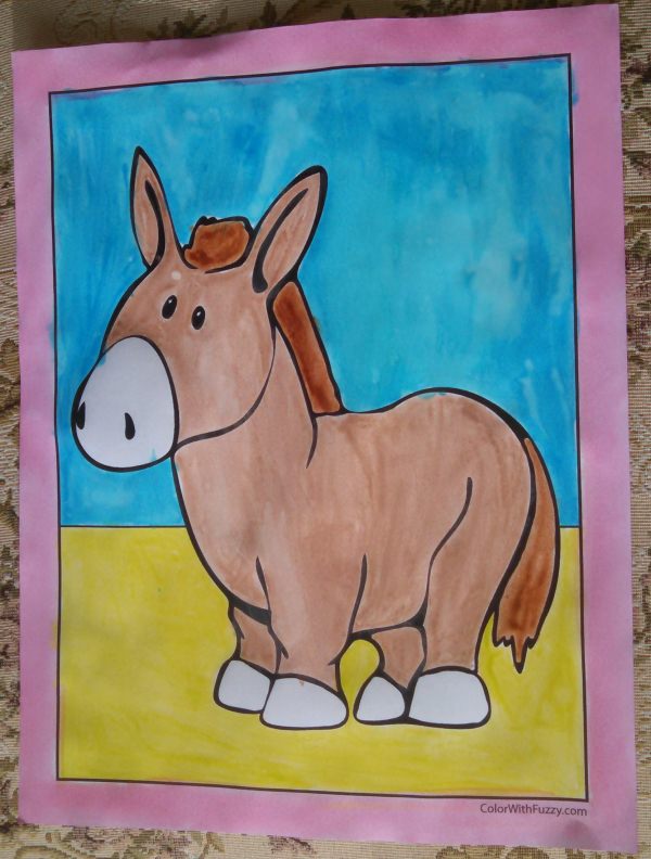 Cute Donkey Coloring Sheet