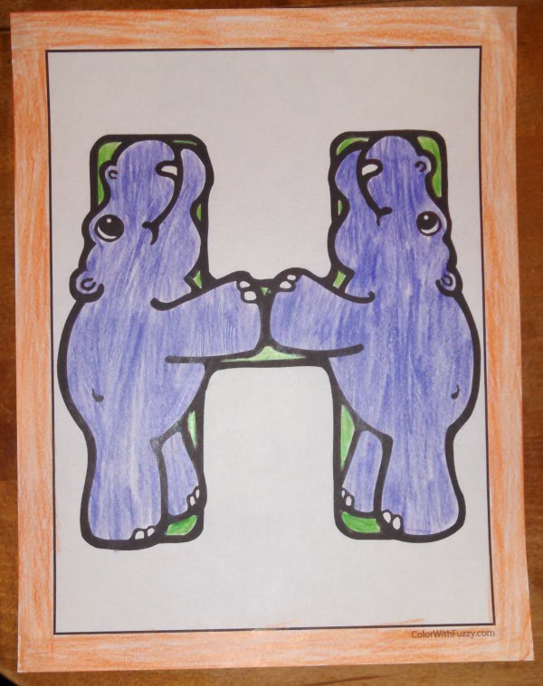 H Is For Hippo Coloring Sheets!
