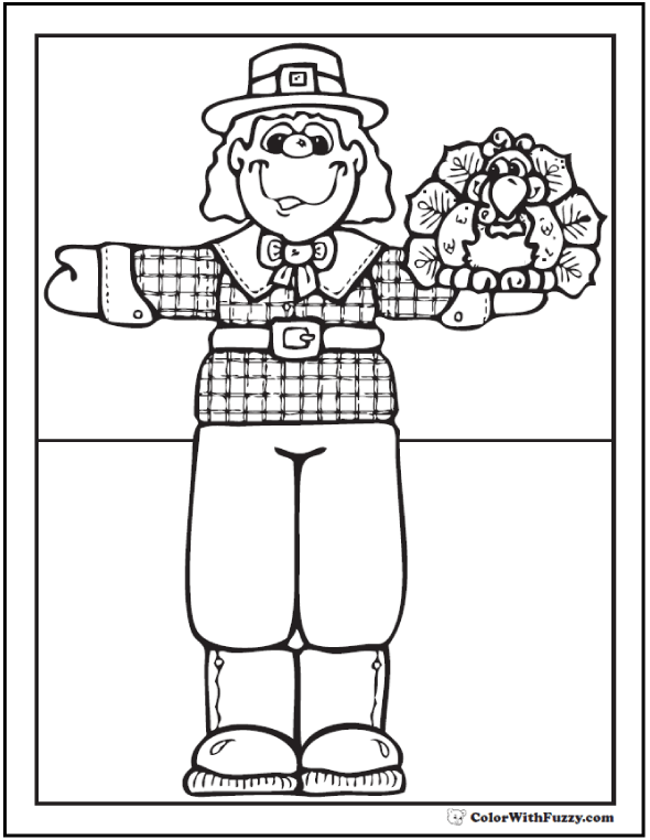 Preschool Thanksgiving Printable: Cute Pilgrim and Turkey