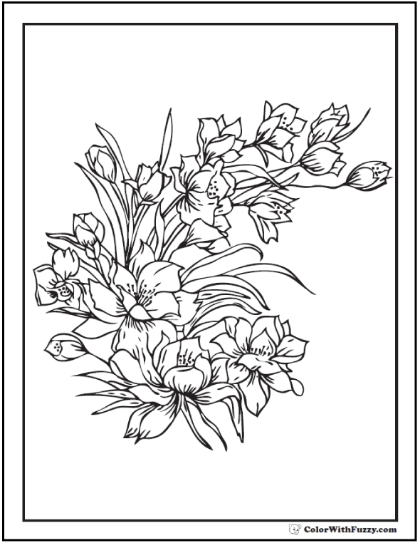 Coloring Book, Coloring Pages for Adults, Digital Coloring Book for Kids,  Flower Colouring Pages 