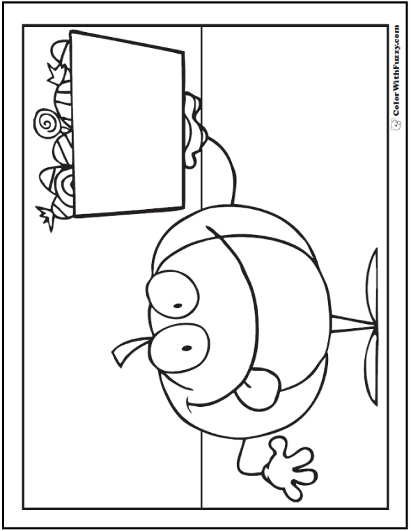 Halloween coloring pages: Pumpkin Man With Treats