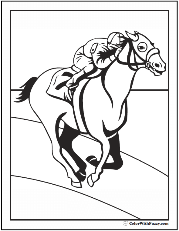 horse coloring page riding showing galloping