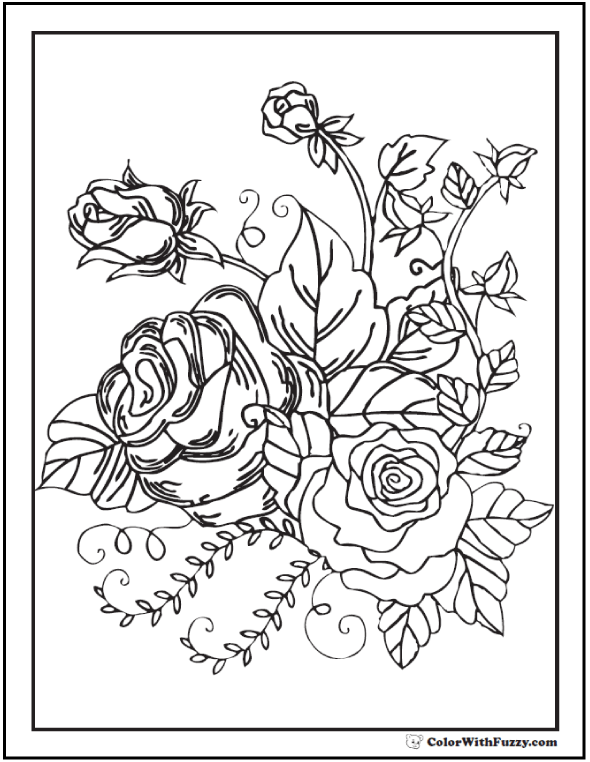 73+ Rose Coloring Pages Customize PDF Printables