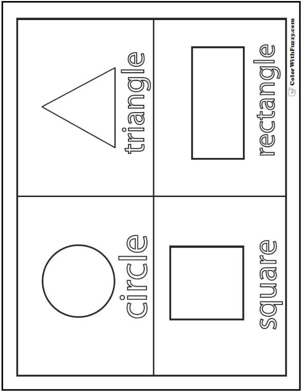 Free Shapes Coloring Pages, Printable and Worksheets to Print and Color.  Online Colouring Book. Printable Pages from KinderArt and KinderColor