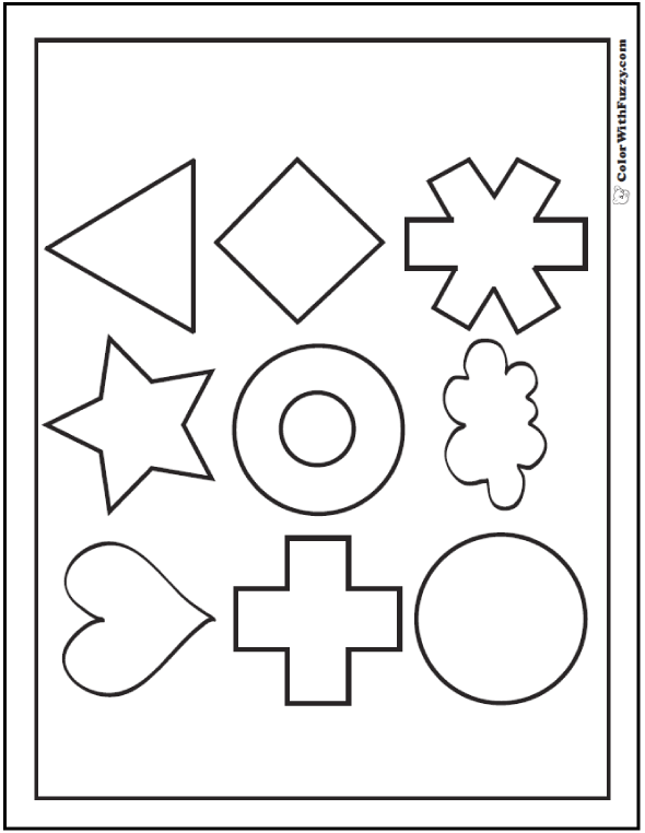 kids shapes coloring pages