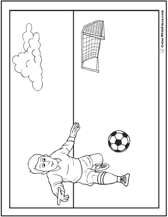 Soccer Goal And Soccer Player Coloring Picture