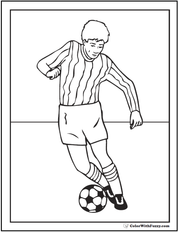Soccer Dribble Coloring Picture