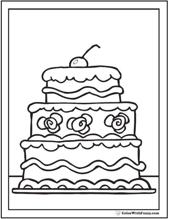 20 Cake Coloring Pages Customize Pdf Printables Layer Picture