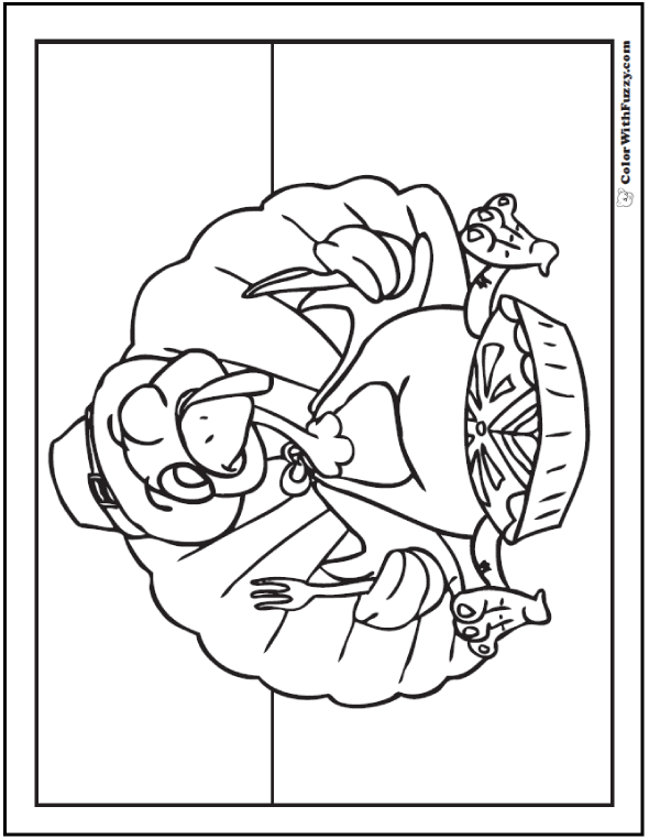 Turkey With Pie Coloring Printable