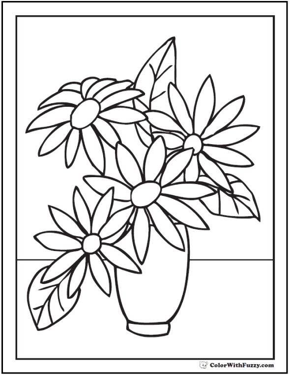 Free Easy Flowers Printable Colouring Page